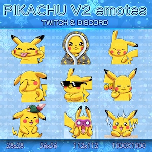 Pikachu v2 Emotes/ PikachuChibi/ Emotes Discord/ Emotes Twitch