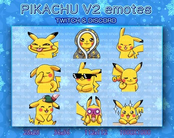Pikachu v2 Emotes/ PikachuChibi/ Emotes Discord/ Emotes Twitch