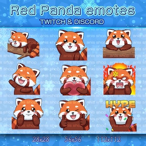 Emotes de panda rojo/ Panda rojo Chibi/ Emotes de Discord/ Emotes de Twitch/ Emotes de animales