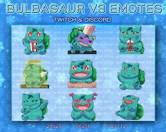 Bulbasaur v3 Emotes/ Bulbasaur Chibi/ Emotes Discord/ Emotes Twitch