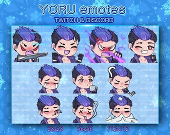 Valorant Yoru emotes/Valorant Yoru schattig/Valorant Yoru chibi/emotes twitch/emotes chibi/emotes bundel