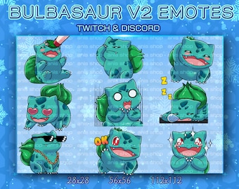 Bulbasaur v2 Emotes/ Bulbasaur Chibi/ Emotes Discord/ Emotes Twitch
