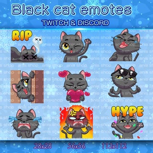 Black cat Emotes/ Black cat Chibi/ Emotes Discord/ Emotes Twitch/  Emotes