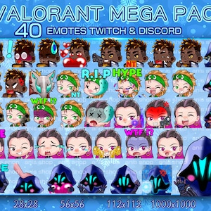 Mega paquete de emoticonos de Valorant / Mega paquete lindo de Valorant / Mega paquete chibi de Valorant / Emoticonos de Twitch / Emoticonos chibi / Paquete de emoticonos