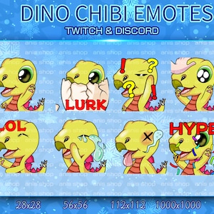Dino 4 Emotes/ DIino Chibi/ Emotes Discord/ Emotes Twitch/dinosaurus chibi