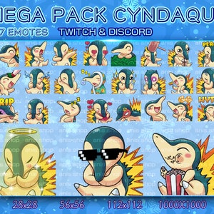 cyndaquil mega pack Emotes/ cyndaquil Chibi/ Emotes Discord/ Emotes Twitch/emotes bundle