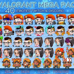 valorant mega pack emotes/ valorant mega pack cute/ valorant mega pack chibi/ emotes twitch/ emotes chibi/ emotes bundle