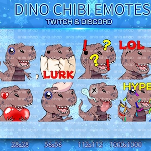 Dino 4 Emotes/ DIino Chibi/ Emotes Discord/ Emotes Twitch/dinosaurus chibi