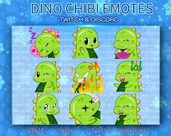 Emotes de dinossauro/ Chibi de dinossauro/ Emotes para Discord/ Emotes para Twitch/ Chibi de dinossauro