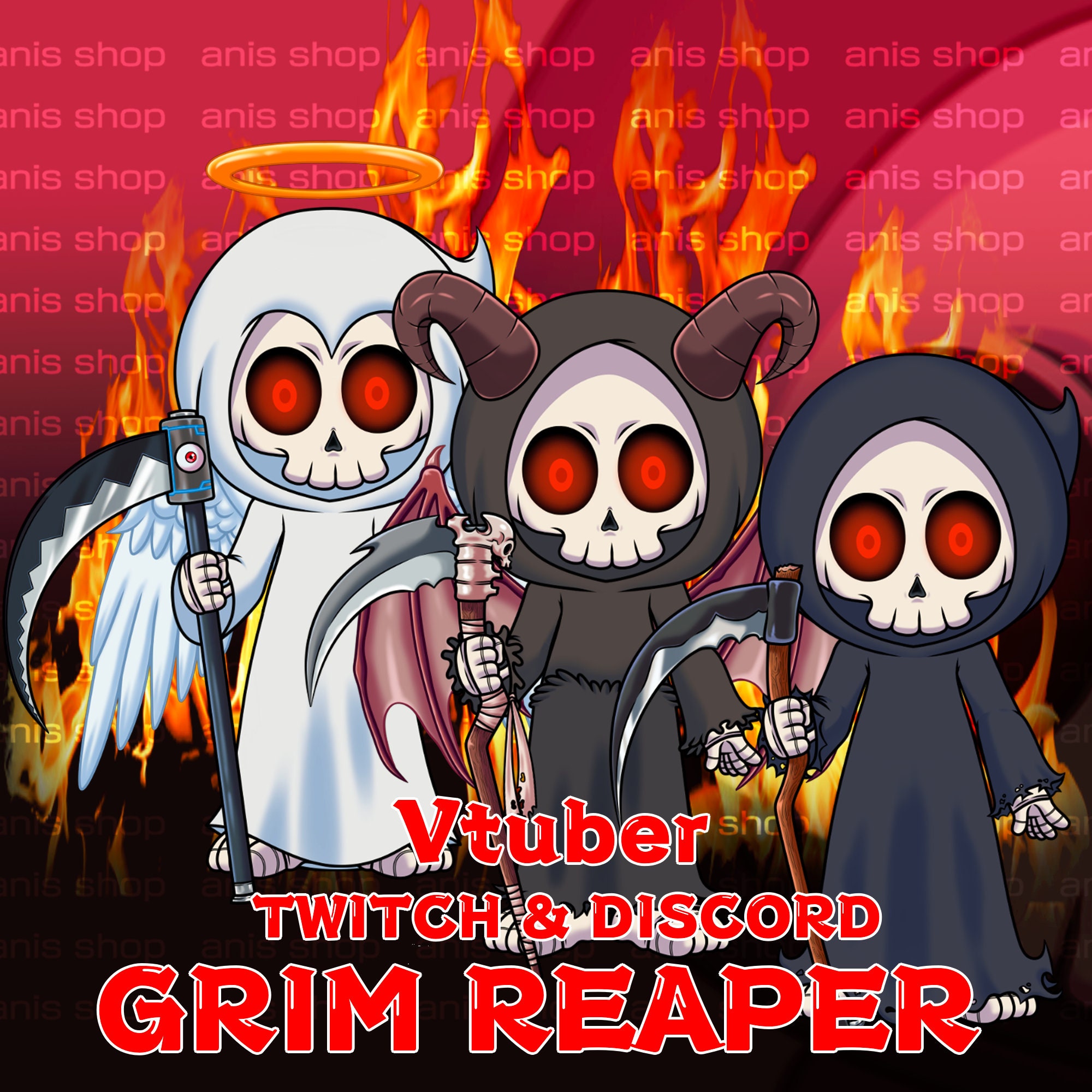 Live2d Vtuber Grim Reaper  / Vtuber Discord/ Vtuber Twitch/ Vtuber Model for Commercial multiple colors Ready to Use Live2D Full Body