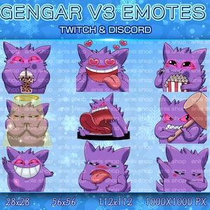 Gengar v3 Emotes/ Gengar  Chibi/ Emotes Discord/ Emotes Twitch