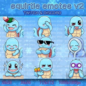 Squirtle v2 Emotes/ Squirtle Chibi/ Emotes Discord/ Emotes Twitch