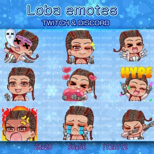 Apex Legends Loba emotes/ Apex Legends Loba cute/ Apex Legends Loba chibi/ emotes twitch/ emotes chibi/ emotes bundle