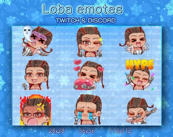 Apex Legends Loba emotikony/ Apex Legends Loba słodka/ Apex Legends Loba chibi/ emotikony twitch/ emotikony chibi/ pakiet emotikonów