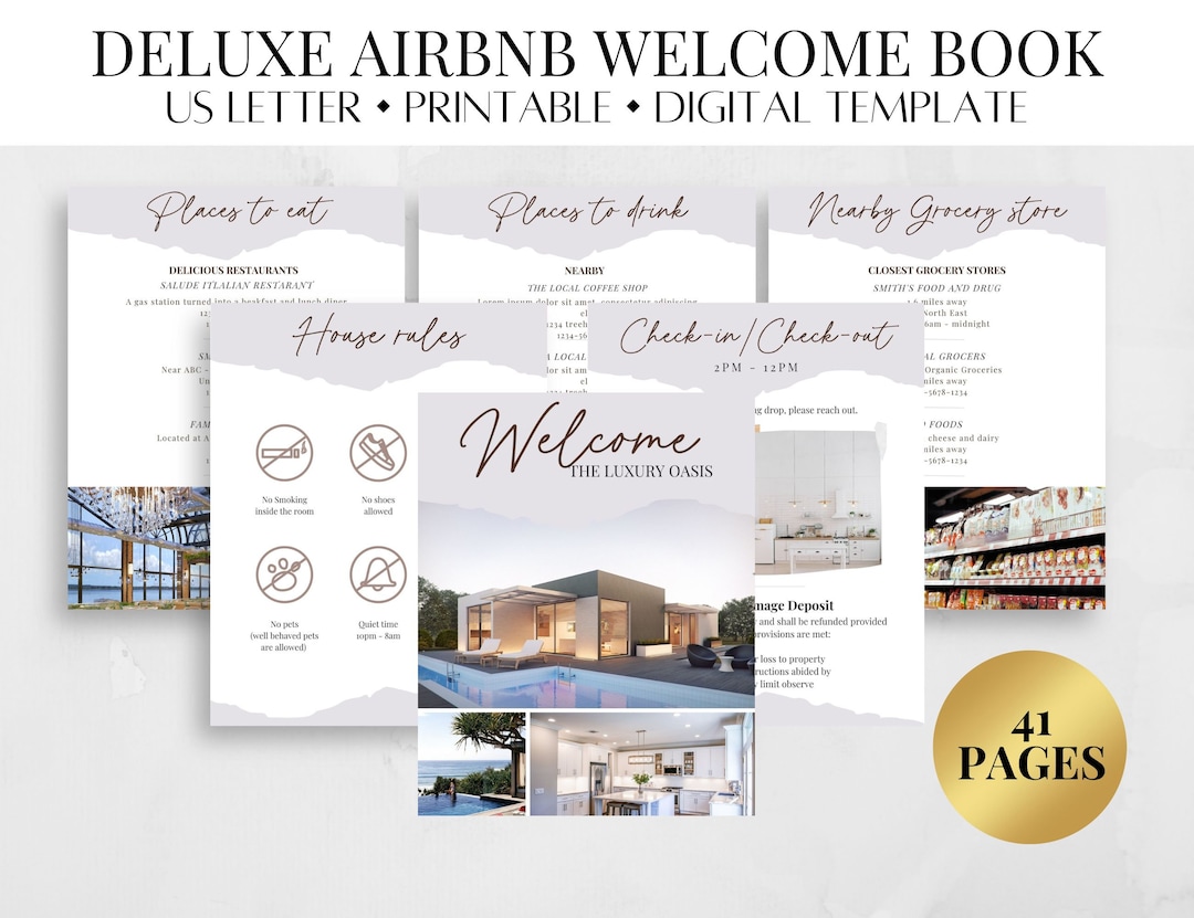 Plantilla de libro de bienvenida DELUXE AIRBNB, guía de bienvenida