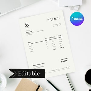Invoice Template edit and printable, Canva