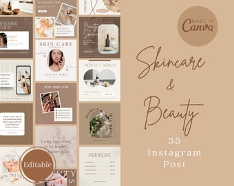 Aesthetician Instagram Post Templates: Skincare Social Media (Canva)