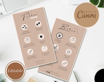 Filler Botox Aftercare Card Templates, Aesthetic Beauty (Editable, Printable)