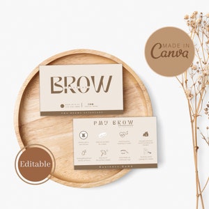 PMU Brows Aftercare Card Template, ,Permanent Makeup Care Card, Small Business Care Card Template, Editable Ombre Powder Brow Business Card