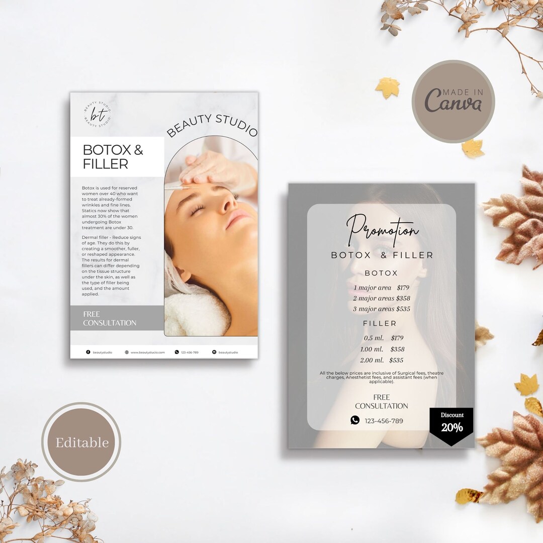 Botox Dermal Filler Beauty Flyer Templates, Brand Awareness Editable ...