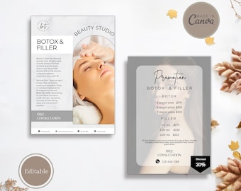 Botox Dermal Filler Beauty Flyer Templates, Brand Awareness Editable Printable, Instant, Skincare Aesthetics Salon, Advertisement
