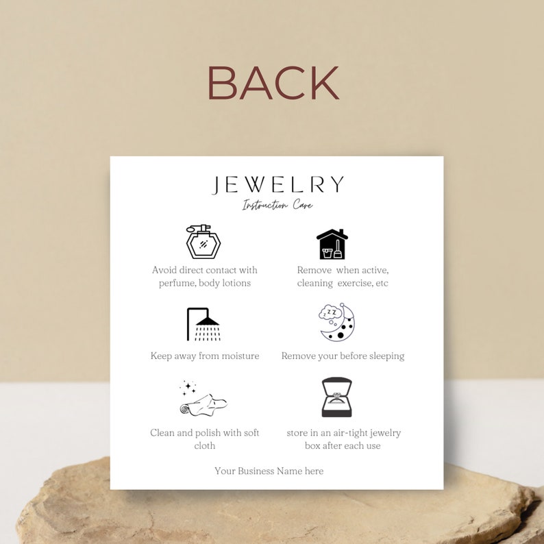 Jewelry Care Card Template, Canva Editable, Thank You Car, Minimalist ...