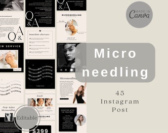 Microneedling Social Media | Kosmetikerin Instagram Post Vorlagen | Kopfhaut microneedling instagram Canva | Schönheit Instagram Post |