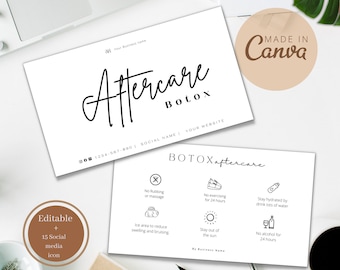 Botox Aftercare Card Templates, Aesthetic Beauty Post Care (Canva Editable)