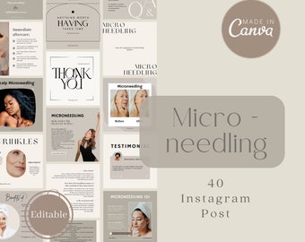 Kosmetikerin Instagram Post Vorlagen | Microneedling Social Media | Kopfhaut microneedling instagram Canva | Schönheit Instagram Post |