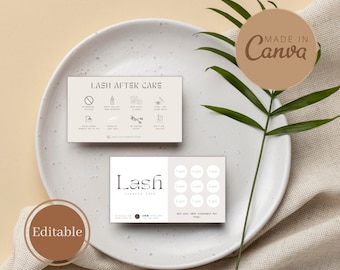Lash Extension Aftercare Card Template: Editable Business Card (Canva)