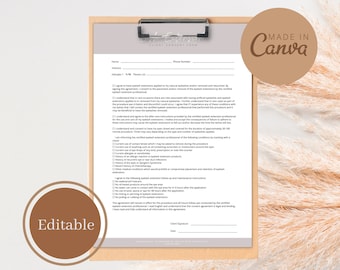 Lash Extension Consent Form: Editable Medical History, Canva Template (PDF)