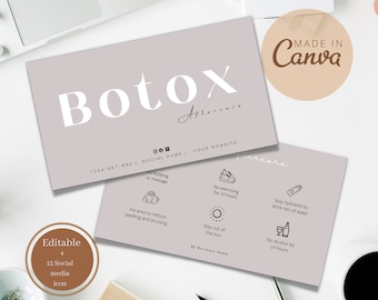 Aesthetic Botox Aftercare Card Template, Editable Design (Canva)
