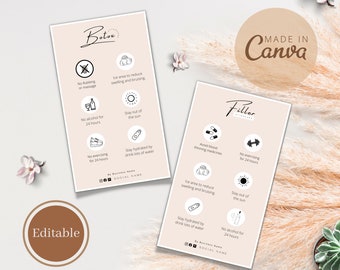 Botox Filler Aftercare Card Design Templates: Editable Printable (Canva)
