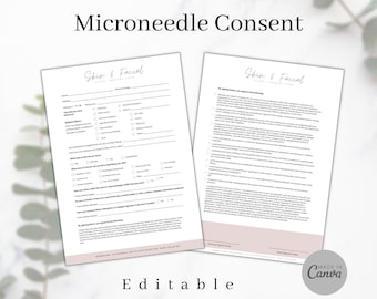 Microneedling Client Consent Form: Editable Medical History (Canva Template)
