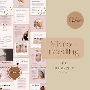 Pink Microneedling Social Media | Aesthetician Instagram Post Templates | scalp microneedling instagram Canva | Beauty Instagram Post |