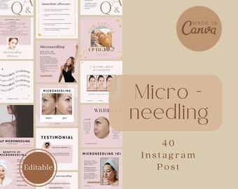 Pink Microneedling Social Media | Kosmetikerin Instagram Post Vorlagen | Kopfhaut microneedling instagram Canva | Schönheit Instagram Post |