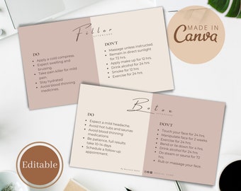 Filler Botox Aftercare Card Template, Aesthetic Beauty (Canva Editable)