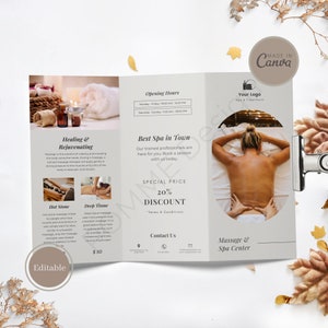 Massage Trifold Brochure I Massage Therapist Brochure ,Printable Massage Brochure,Canva Brochure Template,Massage Business Brochure