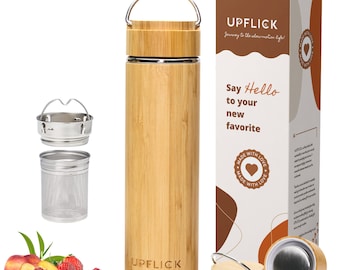 Tea Tumbler Bamboo Bottle Sustainable Gift for Tea Lover, Water Bottle for Mom, Zero Waste Wedding Gift, Birthday Gift for her