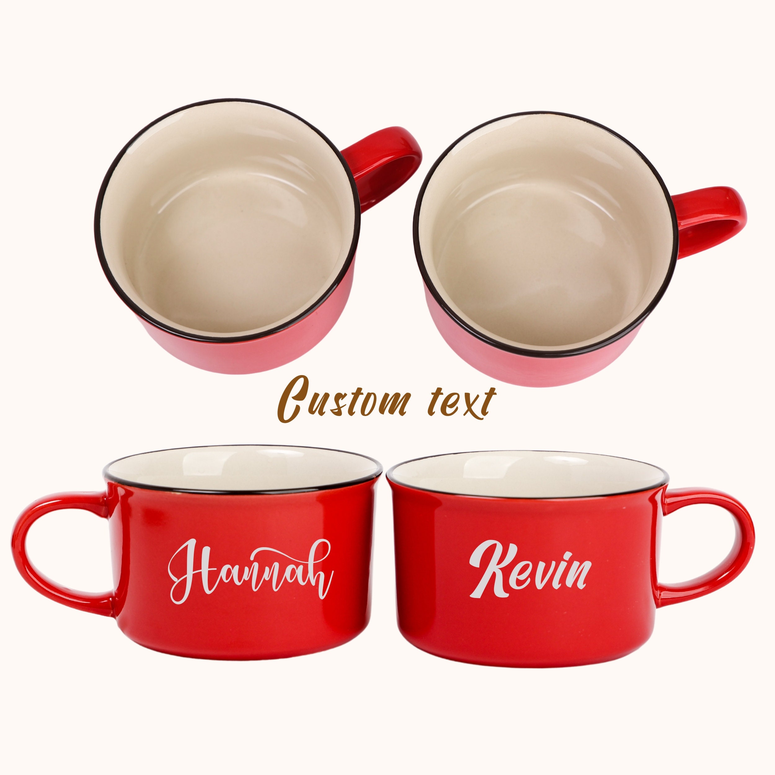 Personalized Mugs for Couple, Soup Mugs Custom Name Gift for Mom