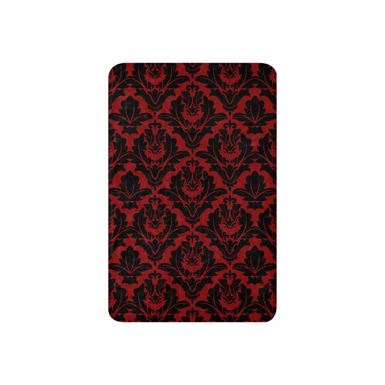Vintage Red Black Bat Damask Sherpa blanket