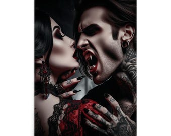 Dark Desires Vampire Print, Gothic Art, Gothic Home Decor, Dark Romance