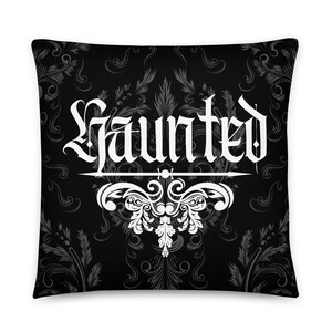 Haunted Black Vintage Damask Pillow (Insert Included)