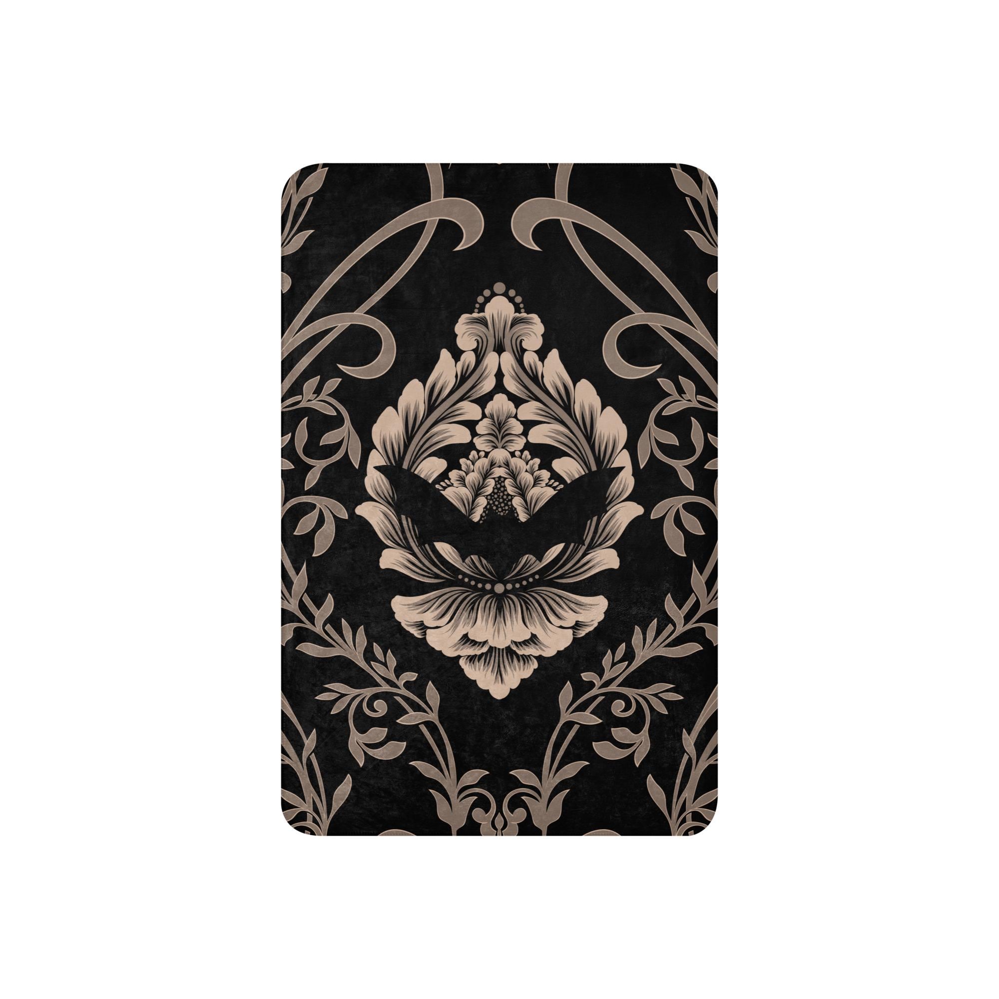 Victorian Gothic Bat Damask Sherpa Blanket, Damask Leaves and Vine ...