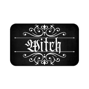 Heksenbadmat, heksenbadkamerdecoratie, gotische badmat. Gotisch badkamerdecor