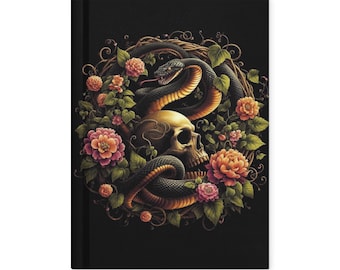 Gothic Garden Grimoire, dagboek met harde kaft, notitieboek met donkere bloemen, vintage Serpent Rose-dagboek, Witchy
