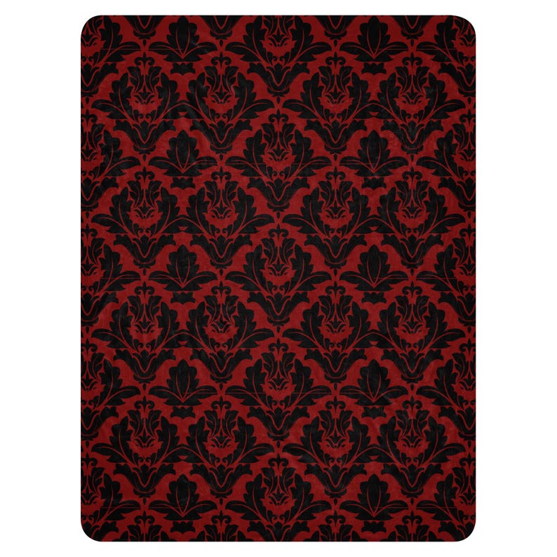 Vintage Red Black Bat Damask Sherpa blanket