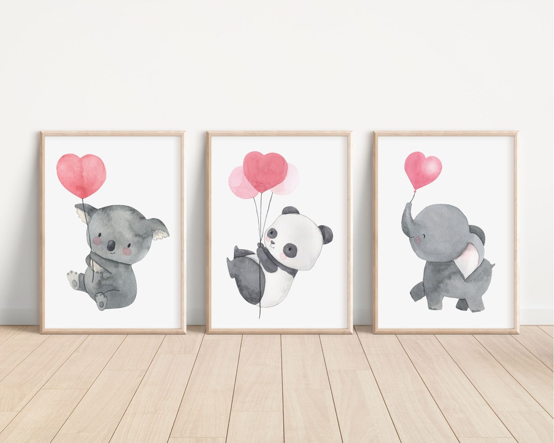 Set of 3 Nursery Print, Nursery Wall Art, Nursery Animal Prints, Baby ...