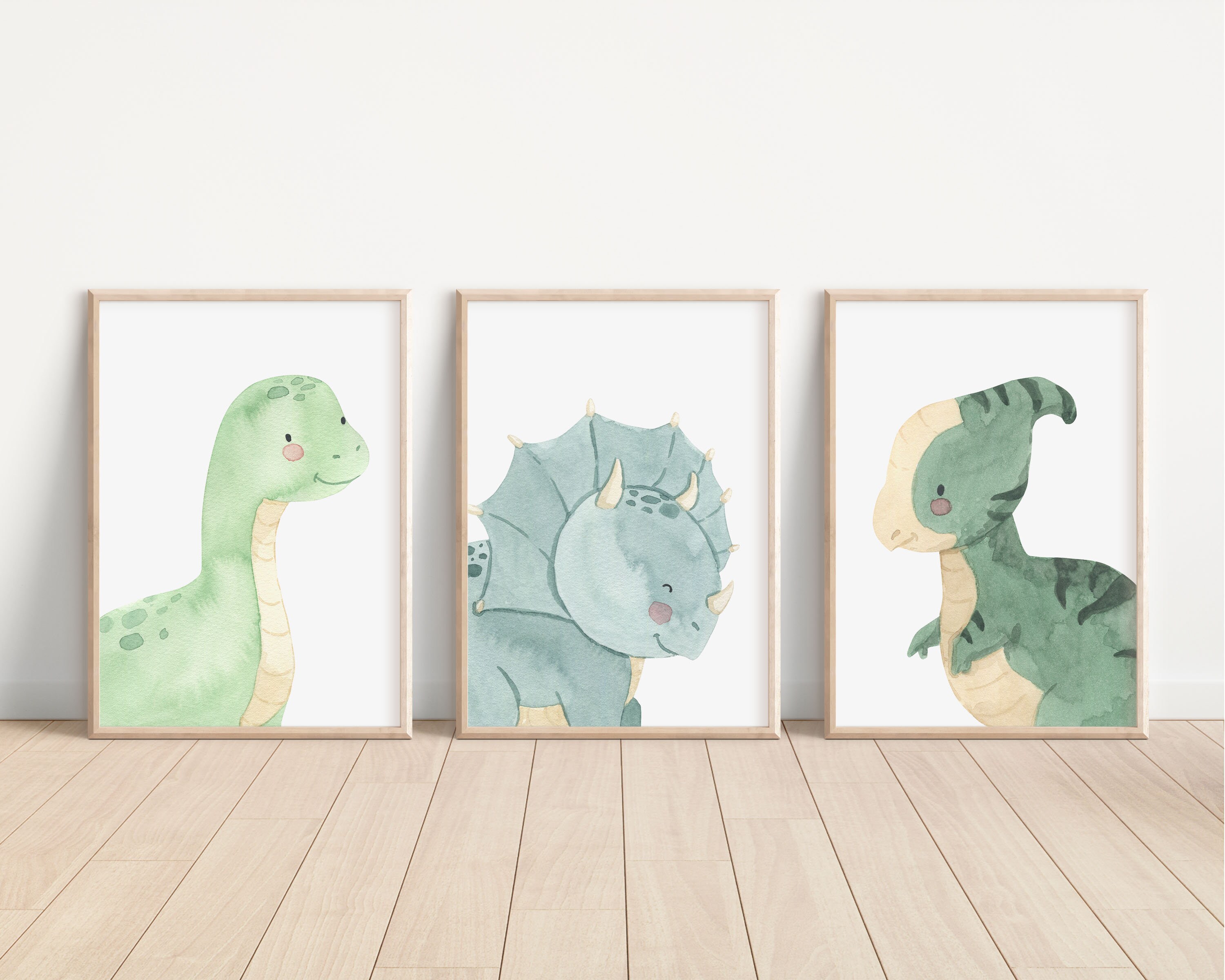 Dinosaur Printable Wall Art, Watercolor Dinosaur Prints, Set of 3 ...