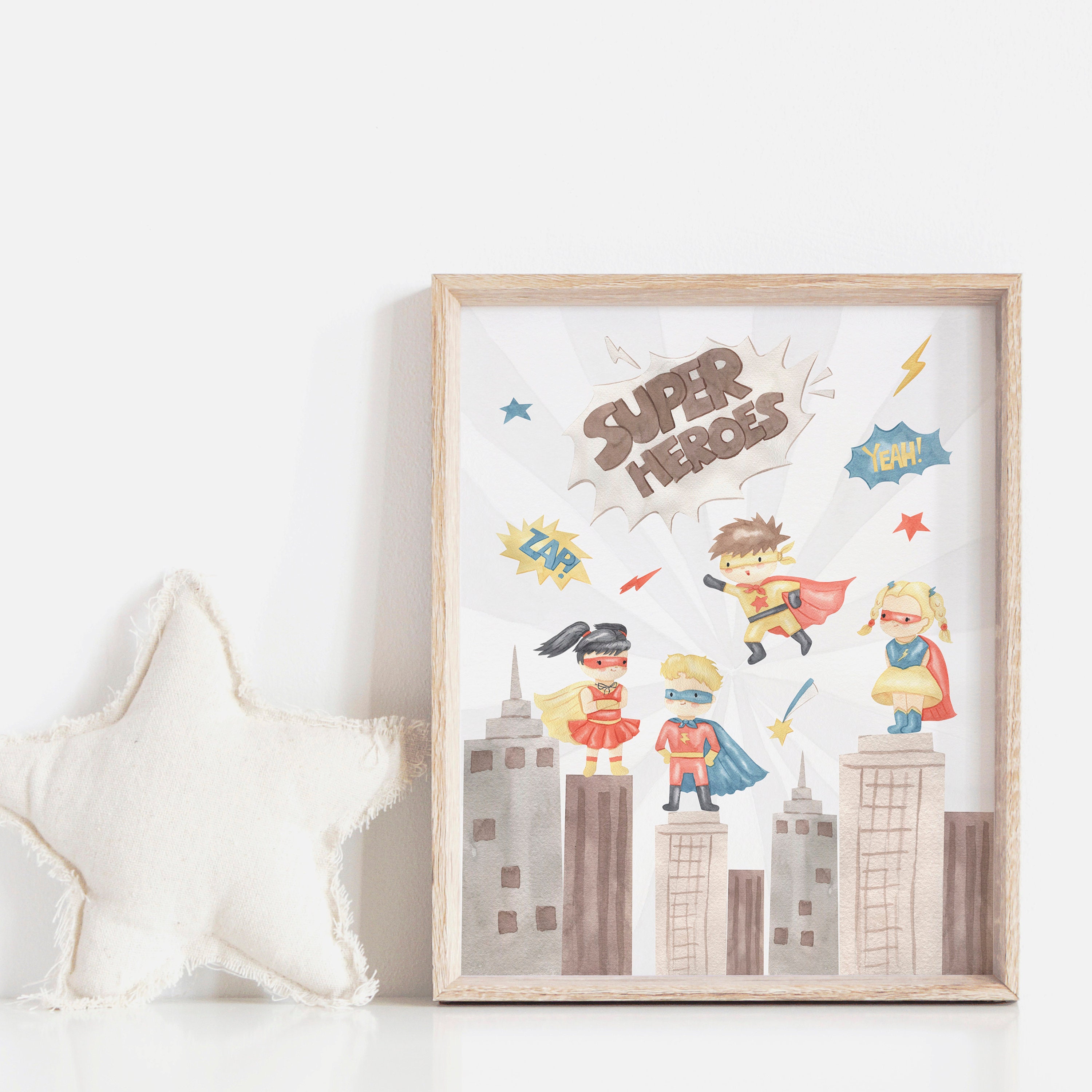 Superheroes Printable Wall Art Superheroes Room Art - Etsy